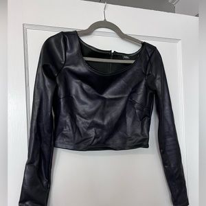 Bebe faux leather zip Back Crop top